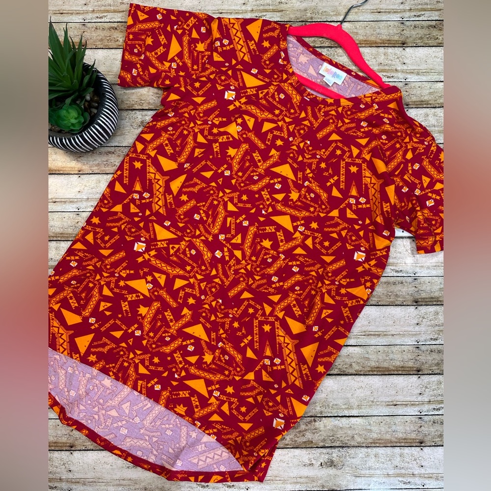 Red and Orange Aztec Western Print  Kids Shirt (vaulted LuLaRoe, vintage LLR)